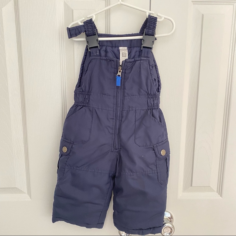 1 piece 12 month Carter’s navy blue snowsuit snowbib